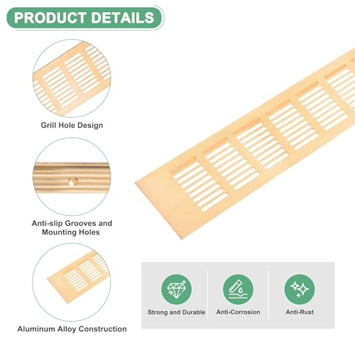 Grille d'aération or brossé pour harmoniser la ventilation de la cuisine
