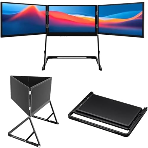 Image of Triple Screen Laptop Extender 15.6 inch 1080P IPS,Pro Max Monitor,Portable Monitor with USB-C & HDMI,with 360 Rotation Adjustable Viewing Angles Compatible with Windows and Macos