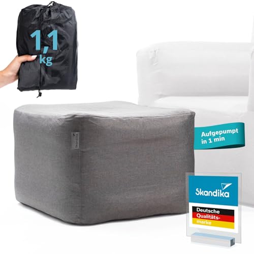 skandika Sofá de Aire Easy Air | sofá Inflable para Exteriores, con Bomba eléctrica, 1-2 Personas, hasta 200 kg, Recargable con Cable de Carga USB (Taburete)