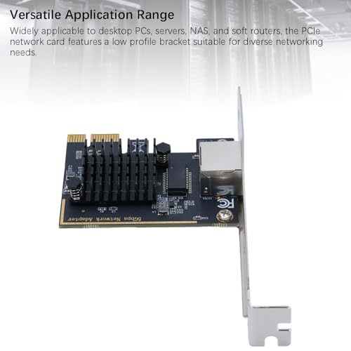 EBTOOLS 5G PCIe Tarjeta de Red, Adaptador Ethernet Gigabit con Chipset RTL8126 para PC de Escritorio, Bracket de Perfil Bajo, Velocidad Adaptativa 2.5G 5Gbps, Compatible con Windows 7, 8, 10, 11 miniatura 4