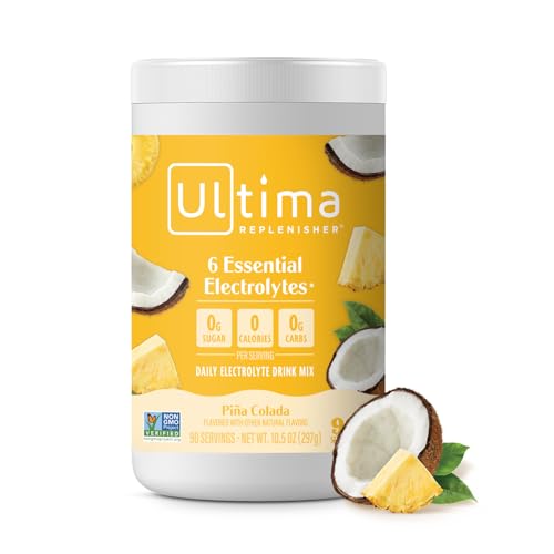 Ultima Replenisher Mocktini Electrolyte Drink Mix – Piña Colada, 90 Servings – Hydration Powder with 6 Electrolytes & Trace Minerals – Keto Friendly, Non-GMO & Sugar-Free Electrolyte Powder