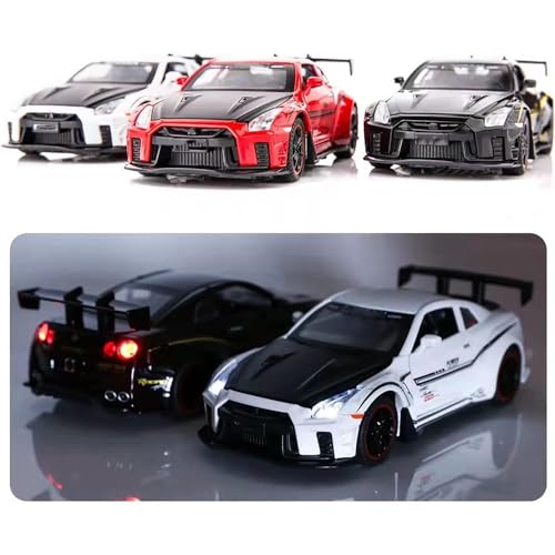 Image of 1:32 Supra Toy Car R35 Diecast Metal Cars with Light Sound Openable Door Pullback Toy Car for Kids, White