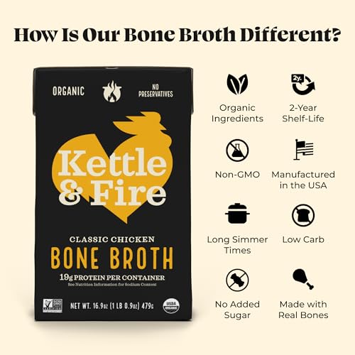 Kettle & Fire, Bone Broth, Chicken, 16.9 Oz