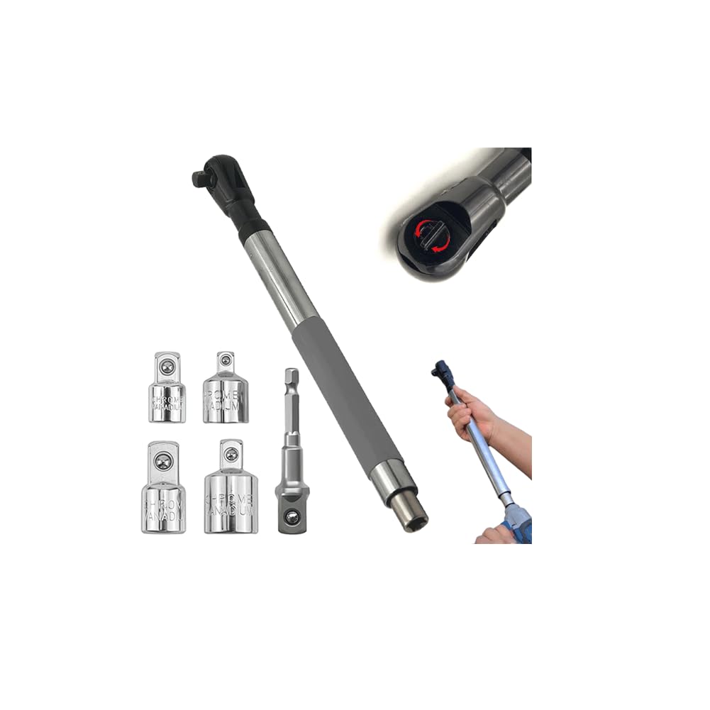 Llave De Extensión Para Taladro - Adaptador De Trinquete Con 4 Conectores, Compatible Con Enchufes De 1/2 Pulgada, Ideal Para Espacios Estrechos