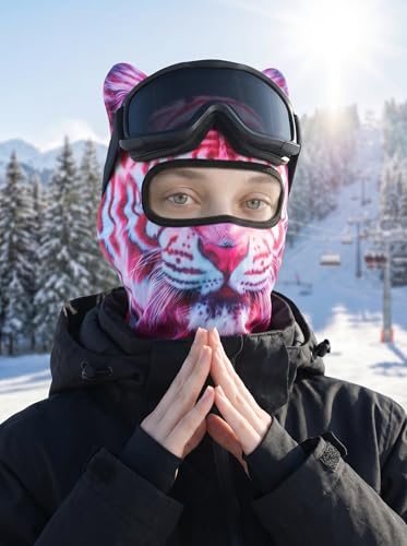 Image of 3D Cat Ski Balaclava Sheisty Face Mask with Ears Cute Animal Ski Mask for Music Festivals Raves Party Outdoor Activities