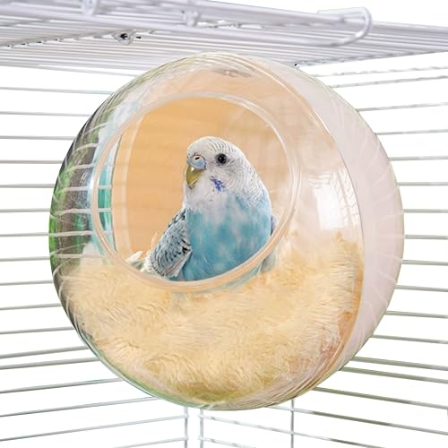 Jevnd Bird Nest for Cage Bite-Resistant, Washable Clear Observation Small Bird House Hanging, Warm Bird Bed Plush Hut, Parakeet Nest to Lay Eggs Breeding Sleeping for Parrot Budgie Love Bird Canary