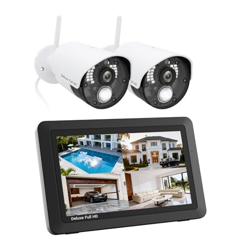 CasaCam GuardianCam Deluxe | 2 1080p Cameras and one 7" Touchscreen Monitor | Wireless Camera System | AC Powered, Two-Way Audio, Free APP, 32GB SD Card and Battery Installed, Model VS5802