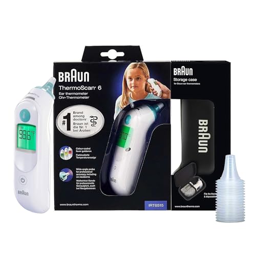 Braun ThermoScan 6 Ear Thermometer with Color-Coded Digital Display, ExacTemp Stability Indicator, Baby and Infant Friendly, No. 1 Brand Recommended by Pediatricians, IRT6515