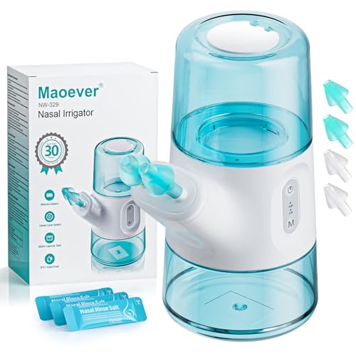 Nasal Irrigation System Sinus Rinse Kit with Dual Water Tank Automatic Waste Collection & Adjustable Water Flow Nasal Washer for Allergy Relief Congestion & Sinus Care(289ml)