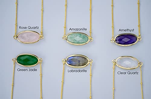 Angelstones Natural Clear Quartz Gemstone Pendant Necklace, 14K Gold Plated Healing Crystal Necklaces For Women #TOP4