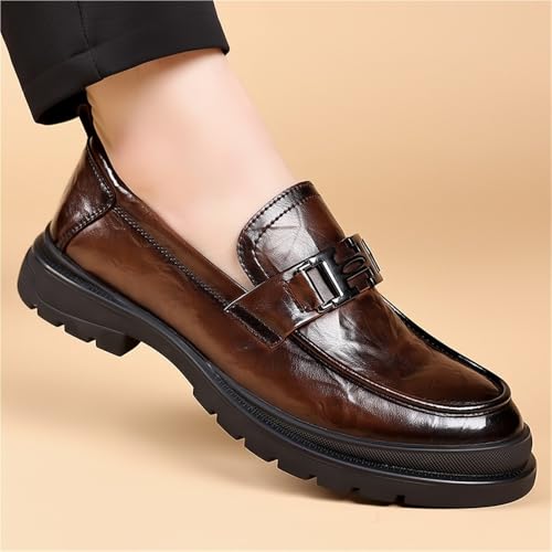Men's British Style Slip-On Loafers Genuine Leather Breathable Business Casual Dress Shoes Spring Comfortable Driving Moccasins3