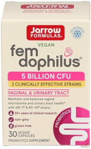Jarrow Formulas Fem-Dophilus - 5 Billion CFU Per Serving - Women's Probiotic Supplement - Urinary Tract & Vaginal Health - Up to 30 Servings (Veggie Caps)