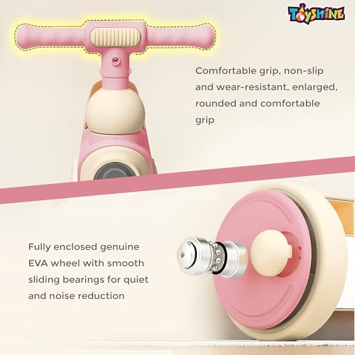 Image of Toyshine Musical Twist Scooter for Kids | Light Up Ride-On Car, Fun Twisting Bike with Music & LED Wheels for Kids Boys Girls Age 1-3 (Pink Mushroom)