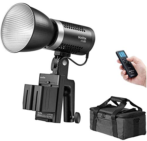 Godox ML60, 60W Handheld LED Video Light, 69000LUX@0.5m, CRI96+ TLCI 97+, 16 Groups 32 Channels 99IDs, Ultra Quiet Fan, Support NP-F970 Battery, 8 Preset Lighting FX Effects, W/LAOFAS Color Filters
