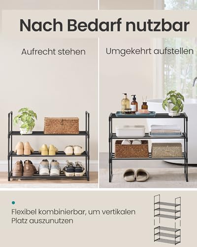 SONGMICS Schuhregal 3 Ebenen, Metall, stapelbar, 68 x 29.8 x 55 cm – Ansicht 3