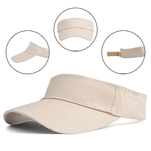 HH HOFNEN Sports Sun Visor Hats Twill Ball Adjustable Sun Caps for Men Women (#2 Beige)