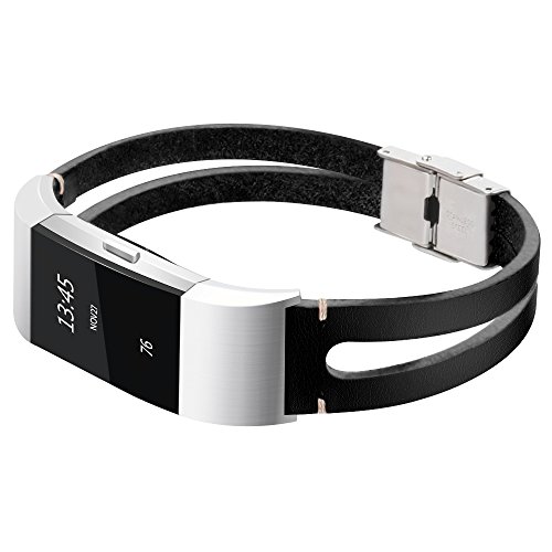 somoder For Fitbit Charge 2 Bands, Handmade Vintage Fashion Alloy Leather Bracelet for Fitbit Charge 2, Adjustable Size 5.5
