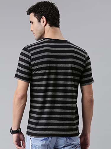 Image of F A S O Men's T-Shirt - Super Soft Combed Cotton Rich Fabric Sporty Striped Design Customized Comfort Fit