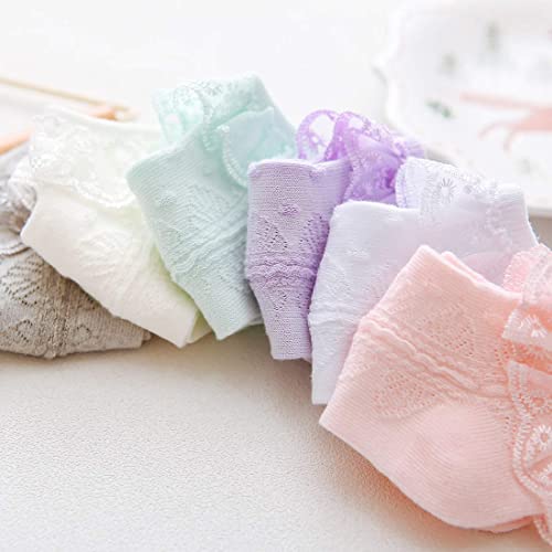 Durio Baby Ruffle Socks Baby Girl Socks Super Soft Lace Socks For Baby Girls Cute Baby Girl Ruffle Socks Aa White & Ivory & Pink 3-12 Months #TOP5