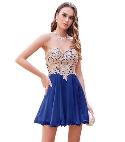 Amazon.com: Babyonlinedress Women Sleeveless Homecoming Prom Dress Lace  Applique Chiffon Cocktail Party Prom Dress(Royal Blue,2) : Clothing, Shoes  & Jewelry