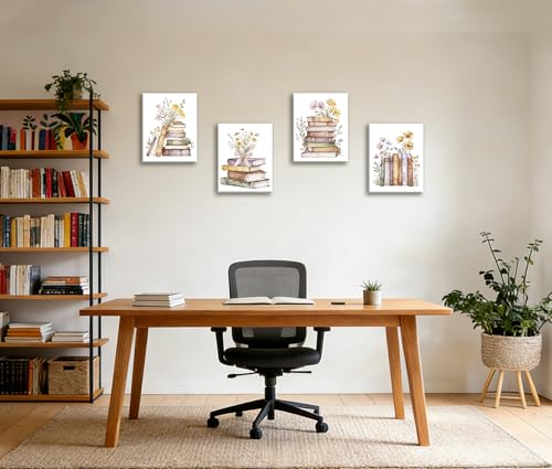 Image of Frimeeme Book Canvas Wall Art, Framed, Set of 4, 8x10 Inch