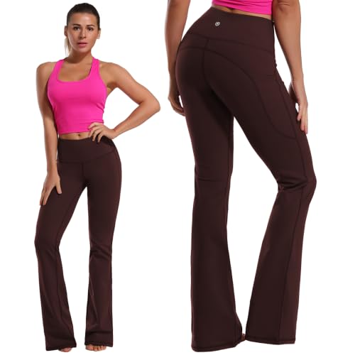 Image of BUBBLELIME Women Out Pockets High Waist Bootlegs Tummy Control Yoga Flared