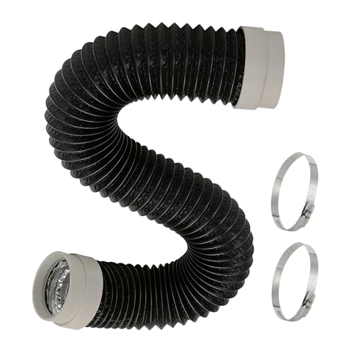 REKCKRUL 5FT Dryer Vent Hose Heavy Duty 6-Layer Flexible Aluminum Dryer Duct with 4 Inch Rubber Seal Connectors Heat Resistant Easy-Install Exhaust Hose for Tight Spaces Universal Dryer Vent Kit