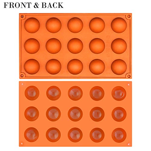 Funshowcase 15 Cavity Semi Sphere Half Round Dome Silicone Mold Chocolate Teacake Baking Tray, Orange #TOP7