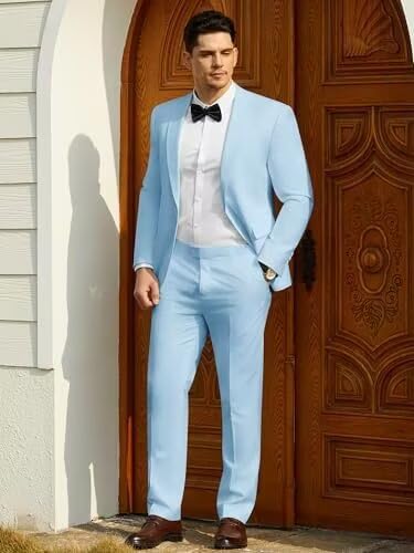 Men's Suites Slim Fit 2 Piece Suit One-Button Blazer Elegant Formal Wedding Prom Tuxedo3
