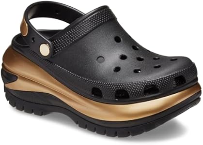 Crocs Unisex-Adult Mega Crush Clogs, Black/Gold, 7 SG Men/ 9 SG