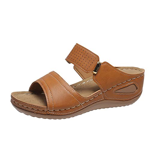 Sandals Summer Oversized Hollowed Out Metal Decorative Women's Sandals with Sloping Heels on The Outside Sandal(A,40)