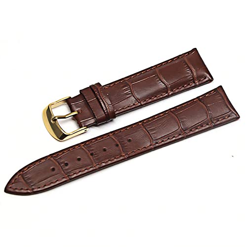 Image of 18mm 20mm 22mm 24mm 26mm 28mm 30mm 32mm Genuine Leather Black Brown Light Brown Blue Silver Rose Yellow Golden Silver Buckle Clasp Watch Band Strap for Men and Women