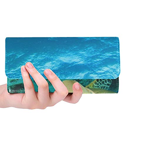 Preisvergleich Produktbild Einzigartige benutzerdefinierte schließen Crop Hawksbill Sea Turtles Gesicht Frauen Trifold Wallet Lange Geldbörse Kreditkarteninhaber Fall Handtasche