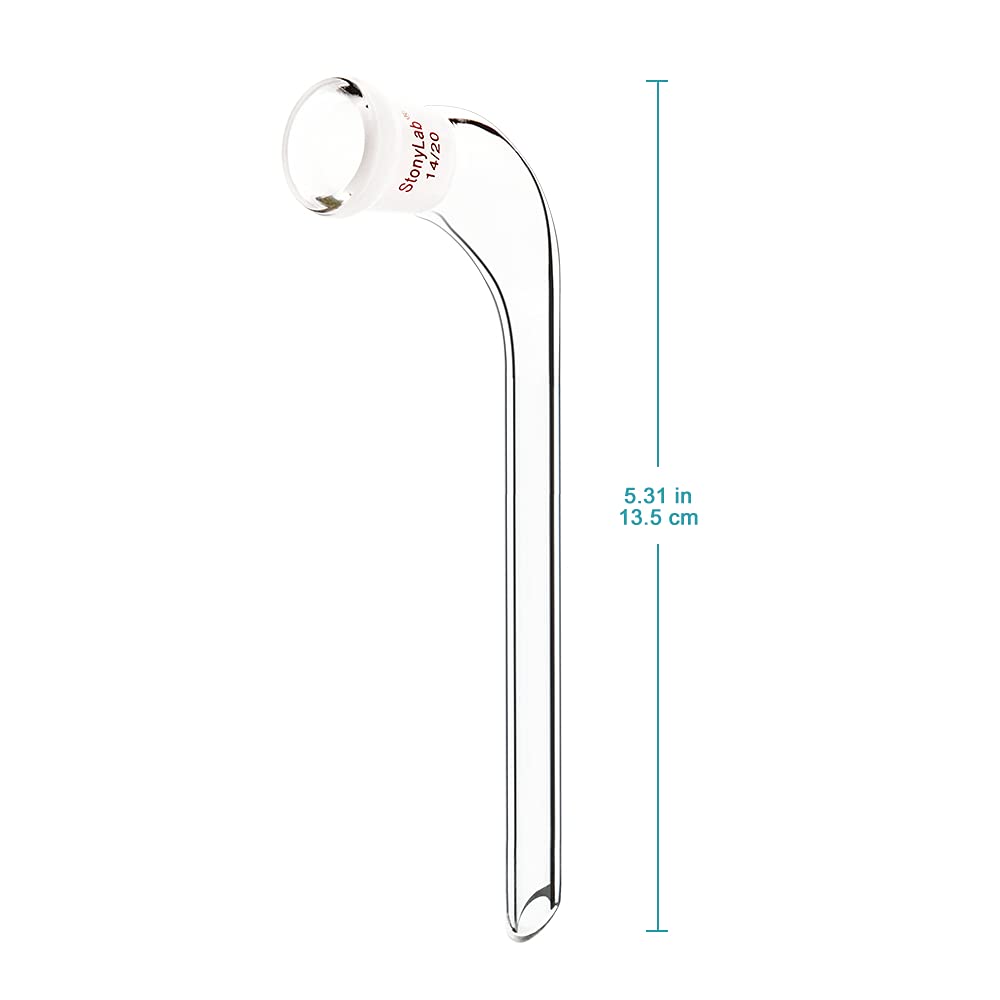 Adaptador de Destilación en Ángulo de 105 Grados, Vidrio de Borosilicato con Junta 14/20 y Tubo de Goteo de 100mm