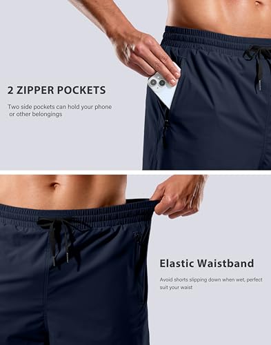 Image of G Gradual Mens Swim Trunks with Compression Liner 7 inch /9'' Quick Dry Board Shorts Swimsuit Bathing Suit for Men Zipper Pockets