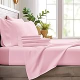 ONIROS Home Juego de Sabanas 180x200 de Lujo Incluye 2 Funda Almohada 50x80 | Sabana Bajera 180 x 200 Ajustables y Encimera | Sábanas 180x200 (Rosa Balet, Cama 180 x 200)