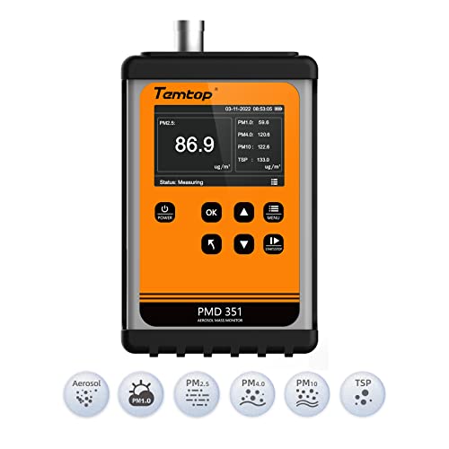 Temtop Contadores De Partículas de Sala Limpia, Número de Monitor de Precisión de Aerosoles TSP, PM1, PM2.5 O PM10, Detección de Auch Para La Fabricación Farmacéutica Ect, PMD 351 Cover