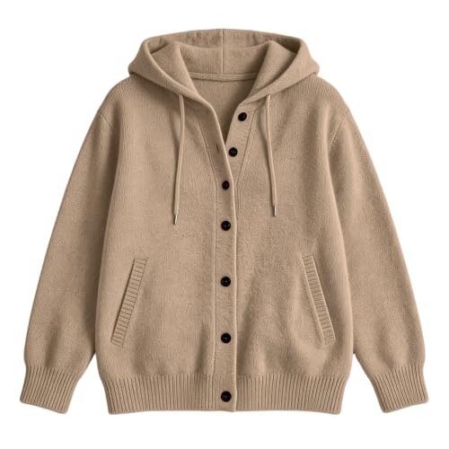 Hooded Cardigan for Women Button Up Long Sleeve Hoodie Sweaters with Pocket - image 4