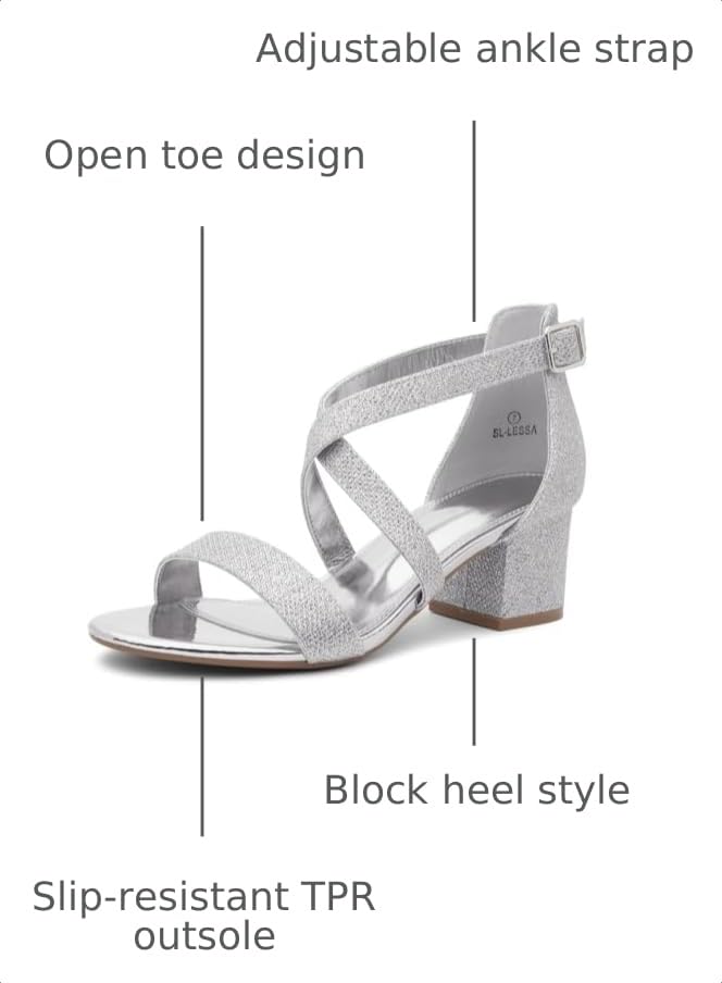 Image of Shoe Land SL-LESSA Women's Low Heels Open Toe Dress Heeled Sandals Cross Ankle Strap Chunky Block Short Heel Pumps Shoes for Office Prom Wedding Party