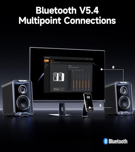 Image of Edifier QR30 2.0 Desktop Active Speaker, Compact Bluetooth V5.4 Computer Speakers, Wireless Bookshelf Speaker, 30W (RMS), 3.5mm AUX & USB-A Wired Input, Dynamic Light Effects, App Control, Black