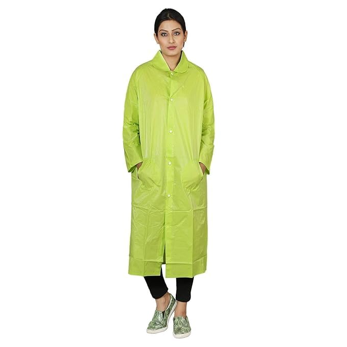 Tricky Shopper™ Women/Girl Solid PVC Raincoat With Detachable Hood S Size Green Color-picture-14