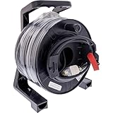 InLine Netzwerk-Kabeltrommel Outdoor Cat.6A, 50m, RJ45 HARTING IP67, S/FTP PUR, PoE++ tauglich, schwarz, 78593H