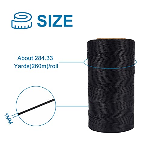 Pandahall 260 Meters/Roll 1mm Flat Waxed Polyester Cord Thread DIY Craft Sewing Beading Cord String (Black) - Image 3