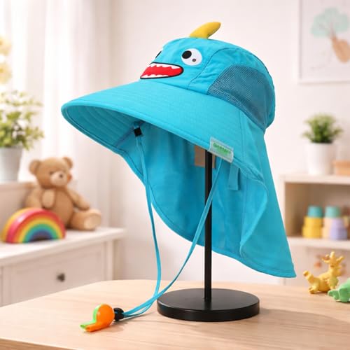 Image of SYGA Children's Cute Pink Bunny Sun Hat UPF 50+ Wide Brim UV Protection Bucket Hat, Lightweight Breathable Summer Beach Fishing Hat for 3-10 Years Boys & Girls
