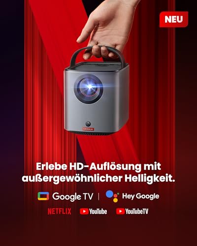 Nebula Anker Mars 3 Air Mini Beamer, 1080p, mit Google TV, Smart, WLAN Projektor, Tragbarer...
