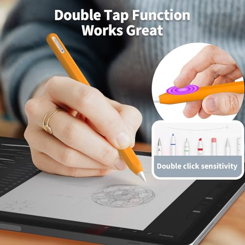 Image of Ultra Thin Protective Pencil Cover for Apple Pencil Pro &Apple Pencil 2nd Gen Silicone Case Sleeve Soft Durable Silicone Cover(Orange)