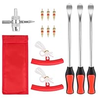 TNEDFOD Reifenmontierhebel Reifen Montiereisen 13 Stück, Reifenheber Montierhebel Werkzeug mit 30,5cm Reifenheber, Felgenschutz und Ventilkerne, Fahrrad Reifenheber Set für Motorrad, Wagen Reifen