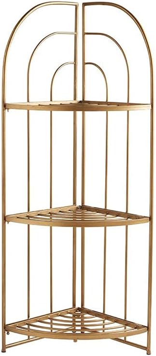 47th & Main Modern Metal 3-Tier Standing Corner Shelf, 13" L 13" W x 45.5" H, Gold