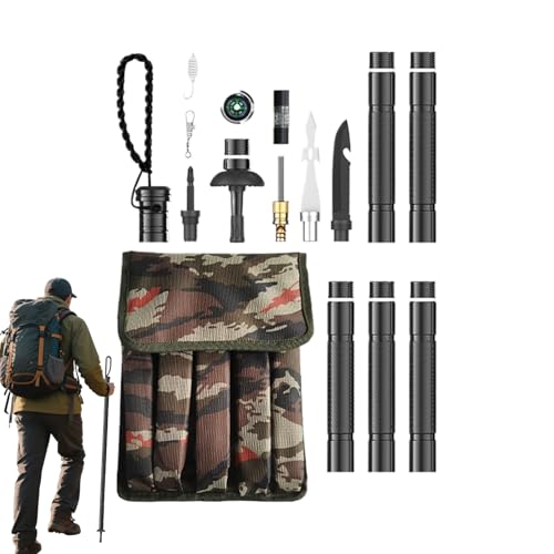 Bastón de senderismo, bastones de caminata ajustables – Bastones de caminata ergonómicos, para mochila de acampada, supervivencia al aire libre, montaña y viajes