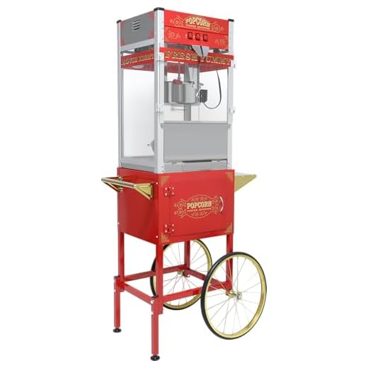 Commercial Popcorn Machine with Cart & Wheels 丨 Popcorn Maker with 22OZ Stainless Steel Kettle丨 Pop corn Machine Maker for Home, Theater, Parties, Red
